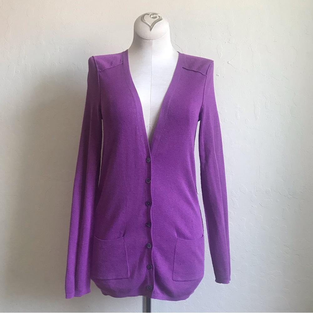 Women’s Solid Button Front Deep V Long Sleeve Car… - image 1